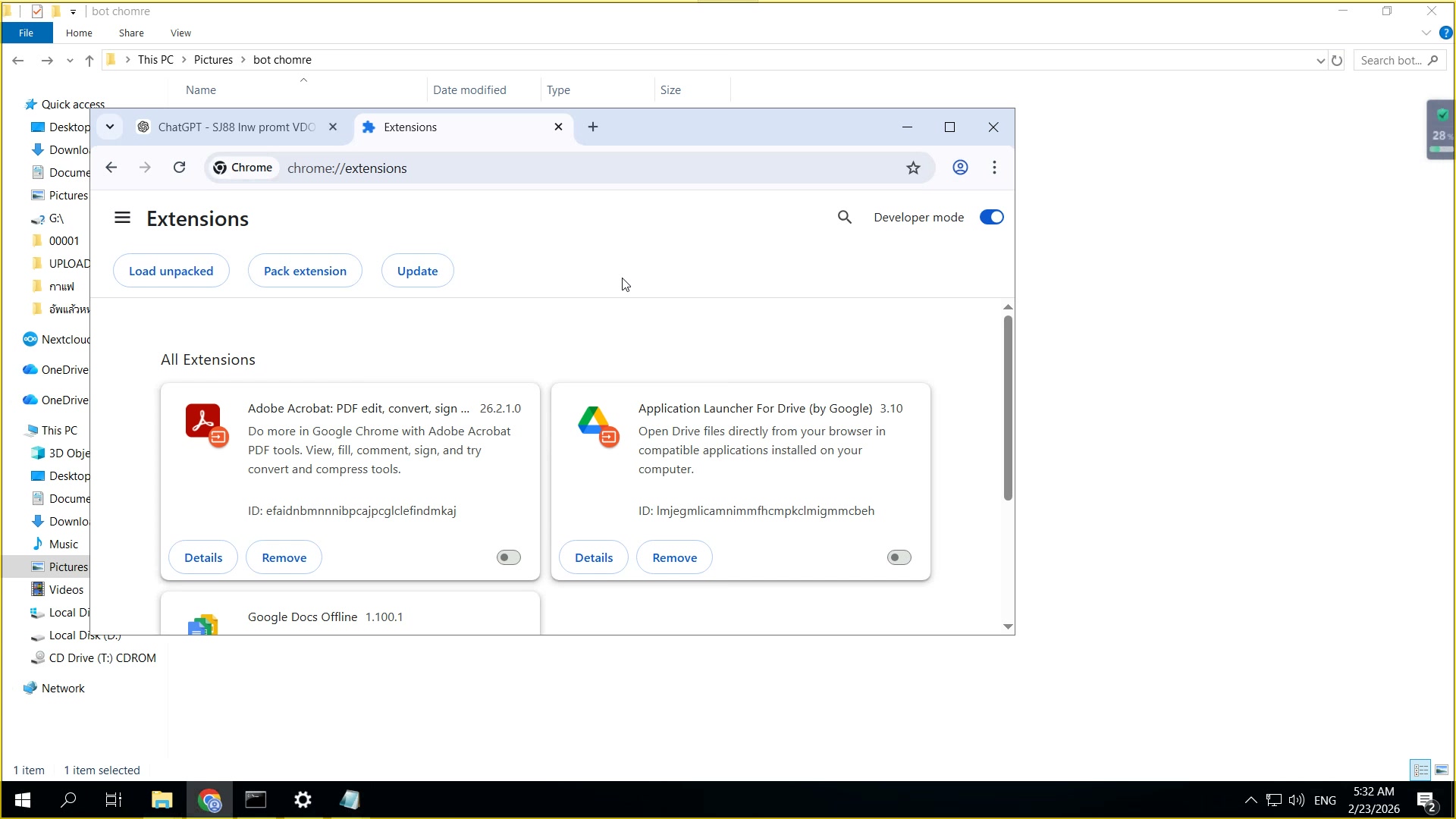 ปุ่ม Load unpacked — โหลด Extension ของเรา